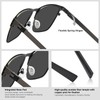 AVAWAY Mens Black Polarized Sunglasses Metal Rectangle Frame UV Protection