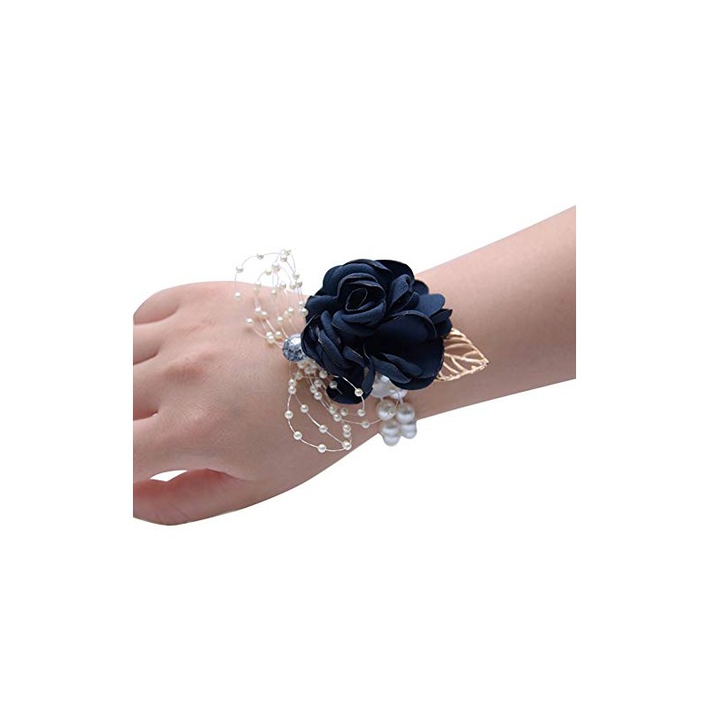 Wedding Wrist Corsage Brooch Set Flower Bead Bracelet Bridesmaid Prom