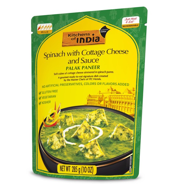 Kitchens Of India Ready To Eat Palak Paneer, Spinach & Cottage Cheese, 10-Ounce Boxes (Pack of 6)