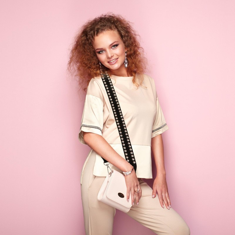 Wide Leather Bag Strap with Studded Cross Body Handbag Purse