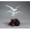 Seagull Pair Sculpture by John Perry Medium version Burl base