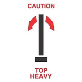 2-1/2" x 7" Caution Top Heavy Labels (500 per Roll)