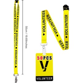 50 Sets Event Staff Cards with Lanyards Event ID Card Holder (Yellow) Yellow Volunteer Badge ID Breakaway