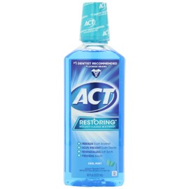 ACT Restoring Anticavity Fluoride Mouthwash Cool Mint 18 oz (Pack of 4)