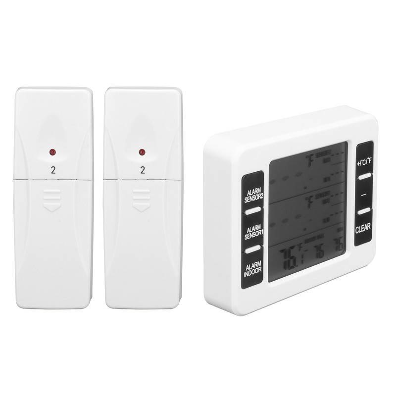 Refrigerator Thermometer Wireless Sensor Temperature Monitor with Audible Alarm for
