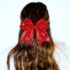 Large Sequin Cheer Hair Bow, Elastic Hair Tie with Ribbon,