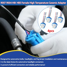 9007 9004 HB1 HB5 High Temperature Ceramic Headlight Harness by Mtuiewo, 4 PCS 9007 Male to H4 Female Extension Conversion Harness Adapter for Fog Lights Headlight or 9004 Headlight Tulbs