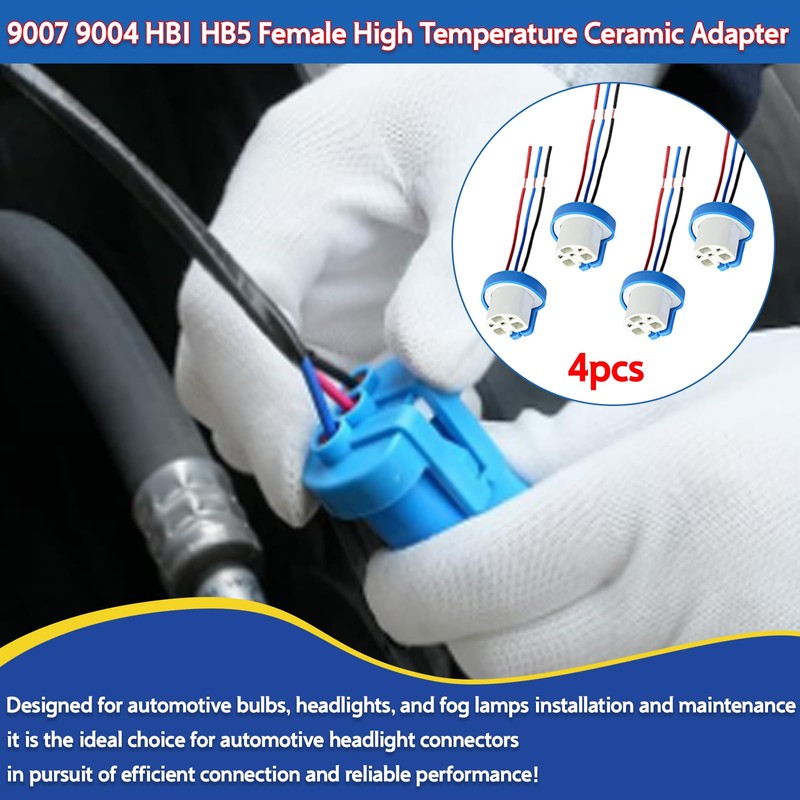 9007 9004 HB1 HB5 High Temperature Ceramic Headlight Harness by