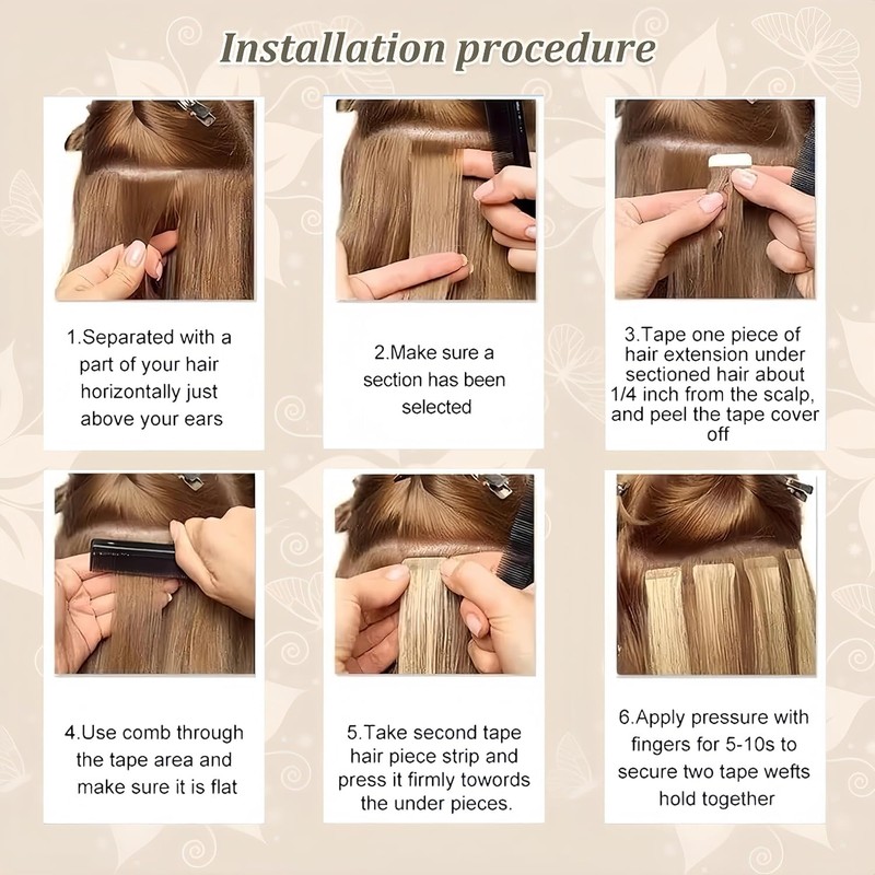 UALUSTRA Tape in Extensions Echthaar Blond 100 % Remy Echthaar