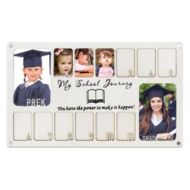 ZYGNHMO Rustic Wooden School Years Picture Frame, 14 Photos Pre-K to Graduation School Photo Frame, Graduation Keepsake for Graduation Gifts (Light Wood)