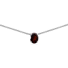 B. BRILLIANT Sterling Silver Garnet 7x5mm Oval-cut Dainty Choker Necklace