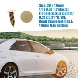 20pcs 8mm x 8mm Hole Car Card Hole Trim Boot Rivet Push Clip Beige