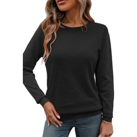 Newshows Womens Black Long Sleeve Sweaters Spring Clothing Trendy 2025 Pullover Tops Winter Outfits Fall Clothes (Black,Small)