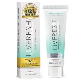 LivFresh Gel de pasta de dientes, clínicamente probado para eliminar la placa un 250% mejor, mejora la salud de las encías un 190% mejor, previene y r