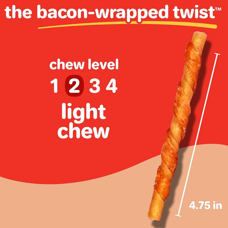 Oinkies Bacon Wrapped Twists, Real Meaty Chews, 14 Count