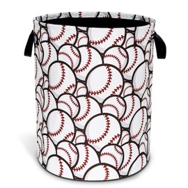 Baseball Laundry Basket Ball Sports Oxford Cloth Laundry Hamper With Handle Foldable Portable Clothes Storage Basket 18.9 X 16.5 In Storage Bag For Laundry Room/Bathroom/Bedroom/Dormitories