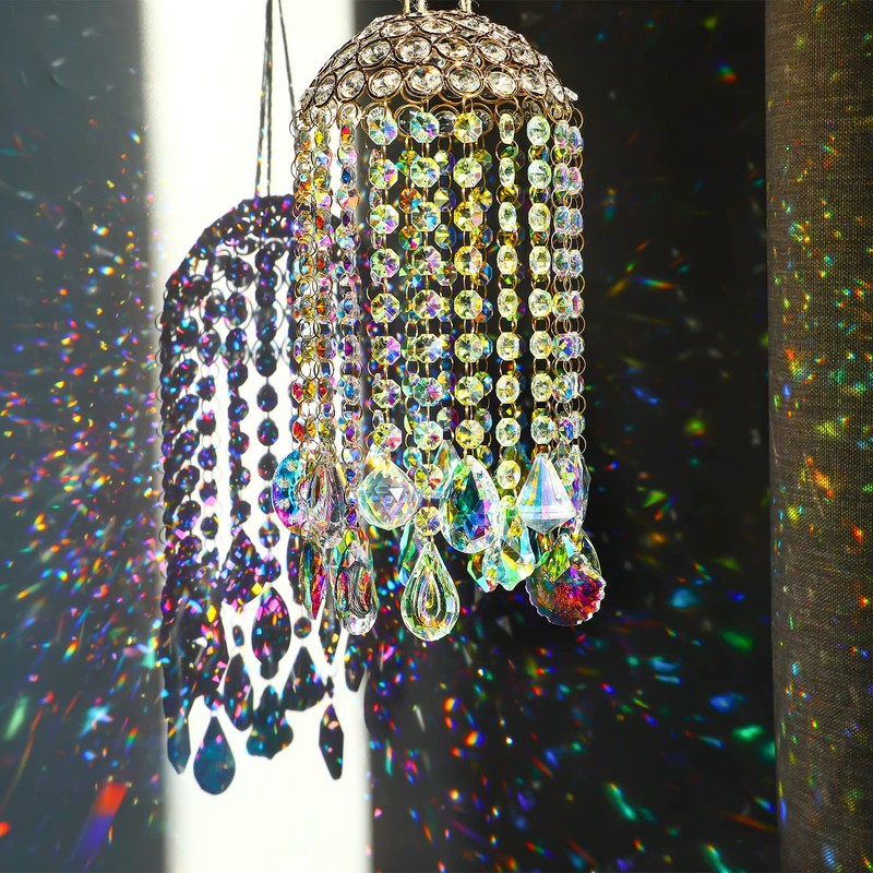 Crystal Chandelier Wind Chimes Suncatcher Pendant, Aurora Light Catcher for