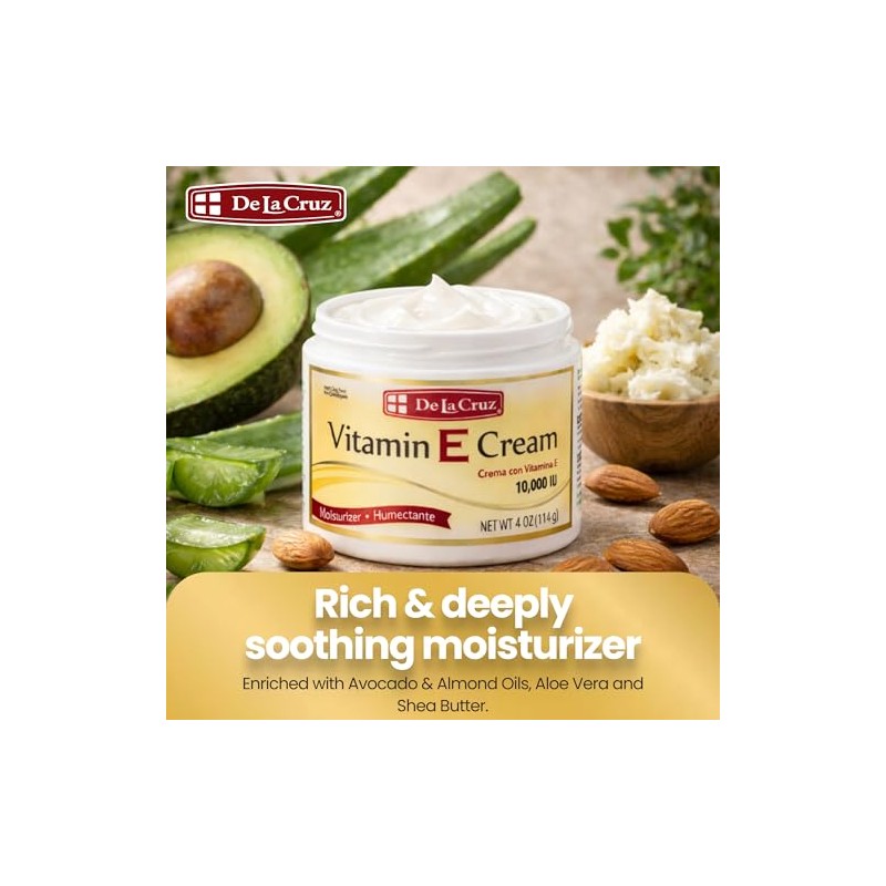 De La Cruz Vitamin E Cream, 4 Ounce