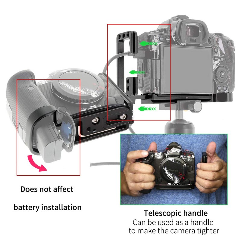 FOTGA Extendable Vertical Shoot Quick Release Plate L-shaped Bracket Holder