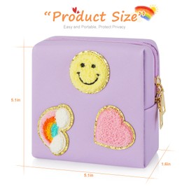 CekPo 2 Pack Period Bag, PU Leather Sanitary Napkin Storage Bag for Feminine Pads Liners Tampons and Reusable Pads,Functional Sanitary Pads Pouches First Period Kit for Teen Girls Women Ladies Gift