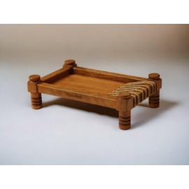 Vesta Homes Wooden Khatiya Platter, Serving Tray for Home/Kitchen/Restaurant/Office/Dining Table | Premium Mango Wood | 13.5 * 8.5 * 4 Inches | Handcrafted in India