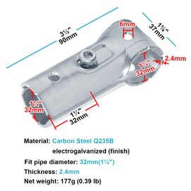 eoere 10 Sets 1-1/4" x 1-1/4" O.D. T Pipe Clamp Connector Chain Link Fence Clamp, Carbon Steel Tee Chain Link Fence End Rails Clamps for 1-1/4" OD Pipe, Thickness 2.4mm(Bolts/Nuts Included)