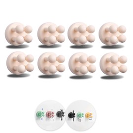 8Pcs Silicone Toothbrush Holders for Bathrooms,Waterproof Self Adhesive Multifunctional Hook for Hanging Towel Key Plug Cable for Bathroom Kitchen Living Room Office White