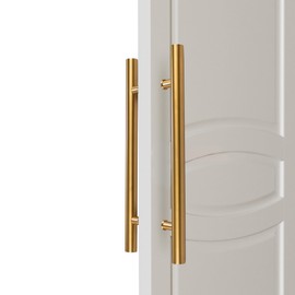 RZELOYDE Push Pull Door Handle Solid Standoffs Heavy-Duty Commerial Grade-304 Stainless Steel Door Pull for Pulling and Pushing Sliding,Barn Glass and Shower Doors (Gold, 24inches/600mm)