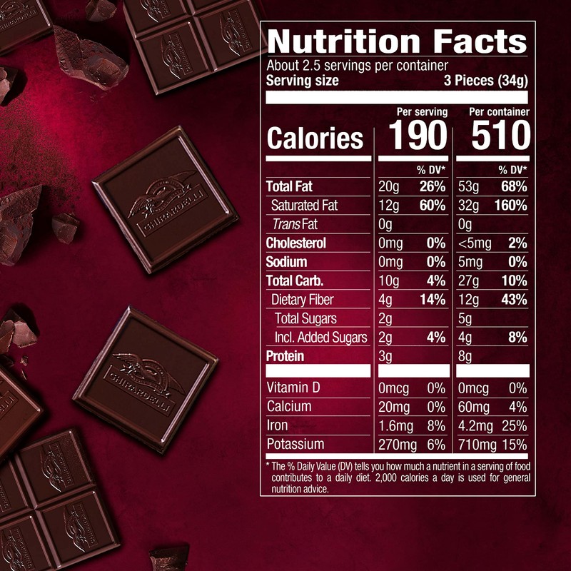GHIRARDELLI INTENSE DARK 92% Cacao Chocolate Bars, 3.17 oz Bar