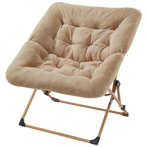 OAKHAM Comfy Saucer Chair for Adults, Soft Faux Fur Folding