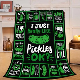 Pickle Blanket Super Soft Warm Pickle Fleece Throw Blanket I Just Really Like Pickle Women Girls Cozy Fluffy Lightweight Flannel Gifts Blankets for Men Adults 50"X40"
