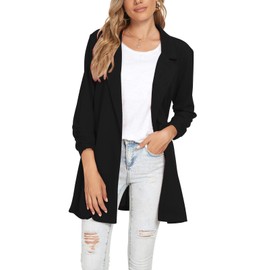 MINTLIMIT Womens Casual Blazer Long Sleeve Work Office Cardigan Jacket (Black, Medium)