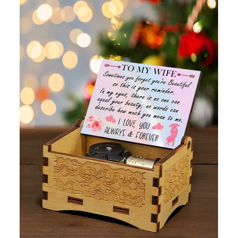 Gifts for Wife from Husband, Wooden Music Box, Anniversary/Birthday/Mothers Day/Valentines