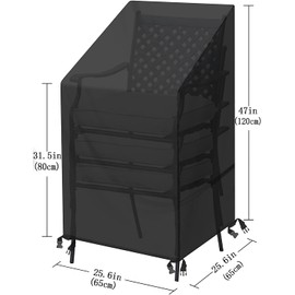 SIRUITON Schutzhülle für Gartenstühle Wasserdichtes Atmungsaktives 420D Oxford für Stapelstühle Abdeckung Gartenstuhl-24 Nutzungsmonate 65x65x80/120cm