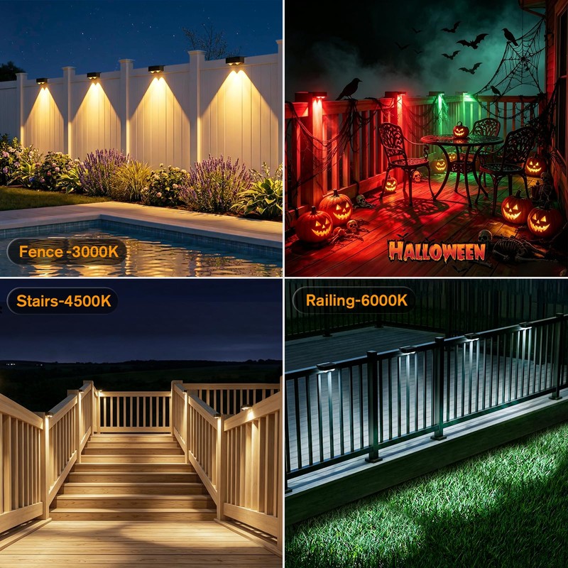 Bridika Solar Deck Lights with Remote, 16 Pack Fence Lights