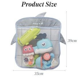 Mesh Bath Toy Storage, The Perfect Net for Bathtub Toys & Bathroom Organizer Bag- For Kids & Baby，Compatible with Two Complimentary Suckers,Bath Toy Storage Net(Gray,Without Toys)