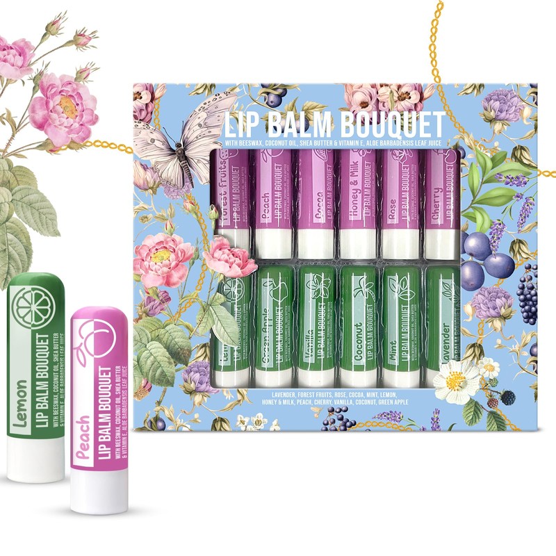 Beauty4Britain Set of 12 Luxury Lip Balms Bouquet 12 Different