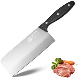 Chinese Cleaver Knife 7 Inch, Meat Knife Ultra Sharp Lightweight for Kitchen - High Carbon Steel Blade with Mirror Finish No Stain, Anti-Slip Ergonomic Handle in Gift Box