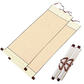 Hugwish 2 x Chinese Scroll Calligraphy Empty Hanging 80 x 30 cm Scroll Rice Paper for Chinese Calligraphy Painting (Golden)