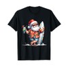 Tropical Santa Surfing Hawaii Christmas Beach Vibes Aloha T-Shirt, black