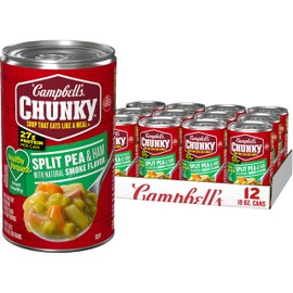 Campbell's Chunky Healthy Request Split Pea Soup With Ham and Natural Smoke Flavor, 19 oz Can (12 Pack)