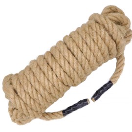 1 Inch x 20 Feet Natural Jute Rope Thick Hemp Rope, 4 Strands Twisted Manila Rope for Docks, Nautical, Raliings, Hanging Swing, Decorating, Indoor/Outdoor Use