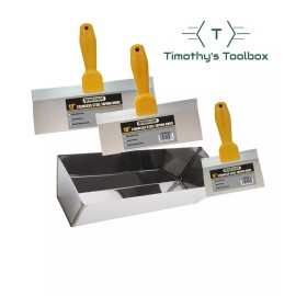 Renegade Tools+ Advance Drywall Taping and Finishing Knife Set: 6,10,12" Stainless Steel + 12" Mud Pan