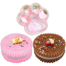 GWAWG Anti-Stress-Spielzeug, Kawaii, Set mit 3 niedlichen Squishies, Spielzeug, Katzenpfotenabdrücke, Kristall, Kekse, Stress, Relief Toy, sensorisches Geschenk gegen Stress, Kinder, Erwachsene