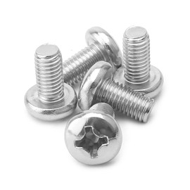 MroMax 5Pcs M8 x 16mm Pan Head Phillips Machine Screws, 304 Stainless Steel 18-8, Fully Thread, Metric Silver Gray Cross Head Screws Bolts