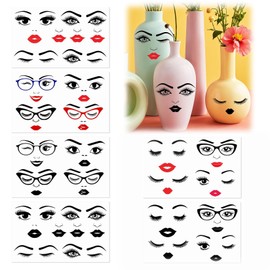 Face Stickers for Crafts Lips Mouth Eyes Eyebrows Nose Decals Make a Face Stickers for Holiday Party Supplies DIY Crafts Flower Pots Decoration