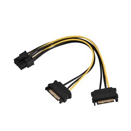 Cable de alimentación de 15 pines SATA a 8 pines PCI-E, cable de adaptador de alimentación SATA a PCI Express, conector de alimentación hembra a macho(20cm Dual SATA Cable)