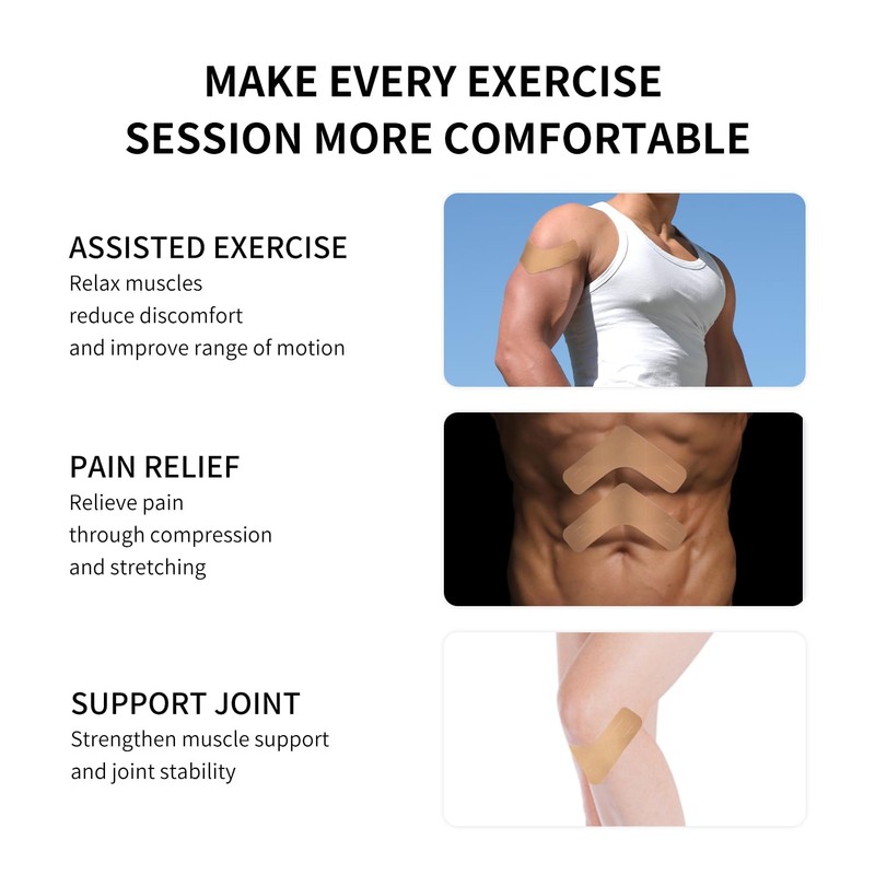 Kinesiology Tape – Waterproof and Hypoallergenic Athletic Tape for Muscle