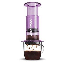 AeroPress Clear Purple Coffee Press – 3 In 1 Brew Method Combines French Press, Espresso, Full Bodied Coffee Without Grit or Bitterness, Small Portable Coffee Maker for Camping & Travel, Purple