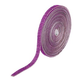 MECCANIXITY Rhinestone Ribbon Self Adhesive Crystal Rhinestone Strips 3 Yard Bling Rhinestone Ribbon Roll 3 Rows for DIY Crafts Wedding Clothing Nails Decoration, Bright Purple